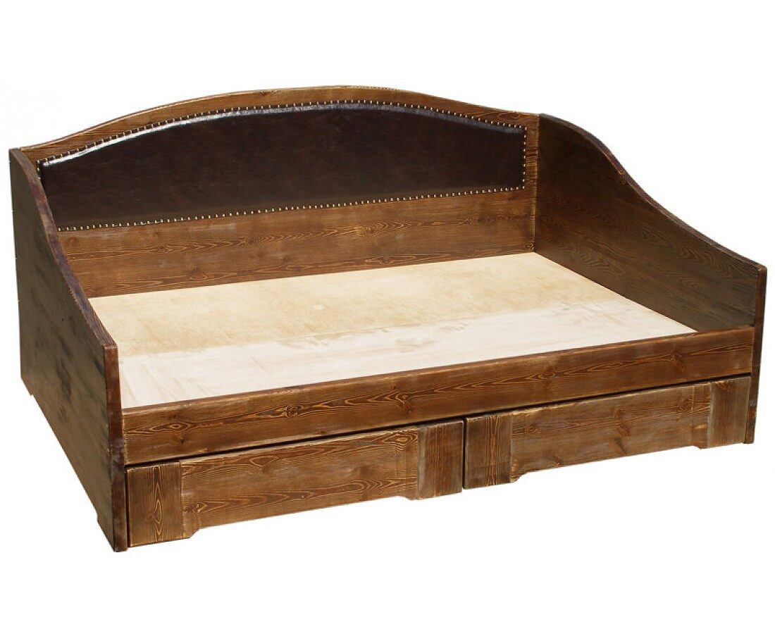 Кровать состаренная с выкатными ящиками